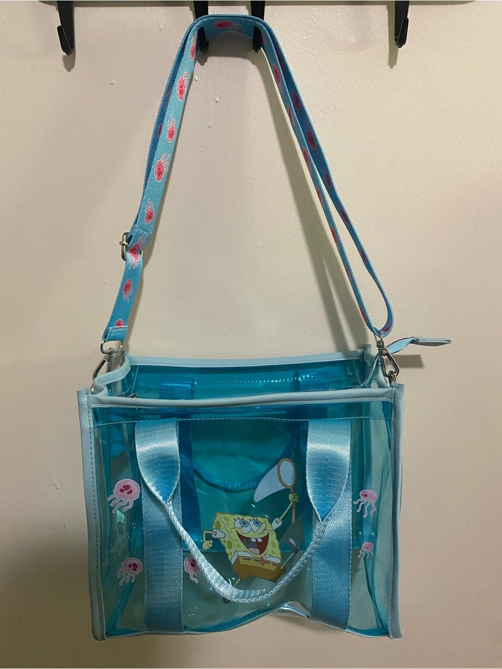 Blue SpongeBob Clear Crossbody Tote Bag